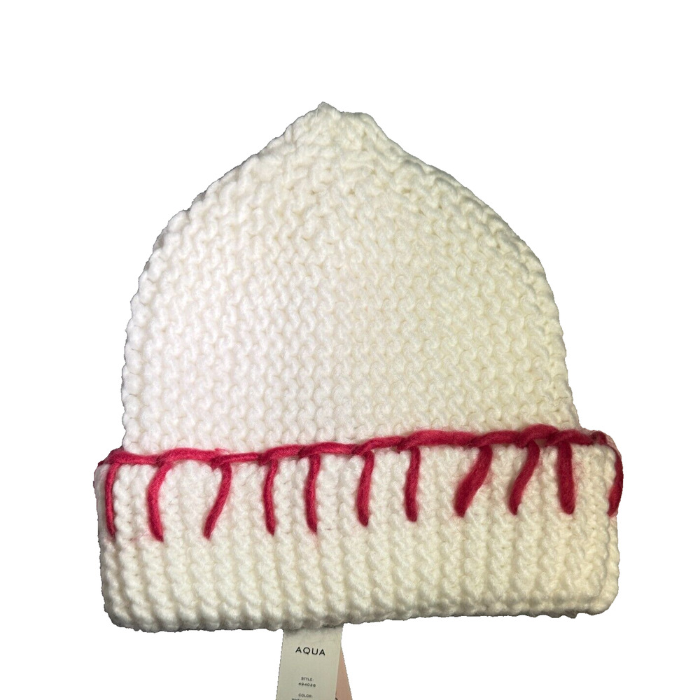 Bloomingdale's Exclusive Women's Aqua Hat Cream with Pink Trim MSRP $58.00